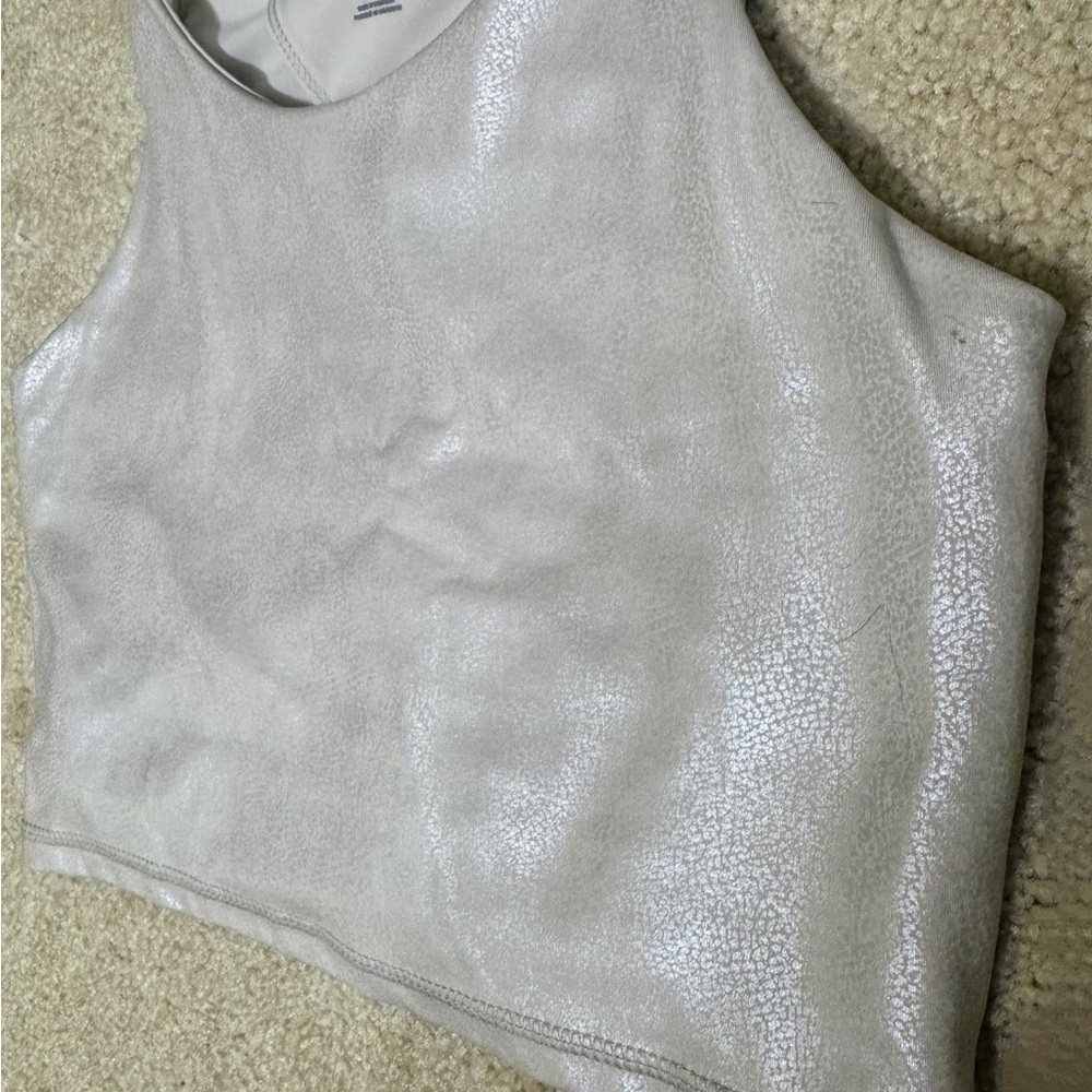 Joe Fresh Shimmering Silver Crop Top